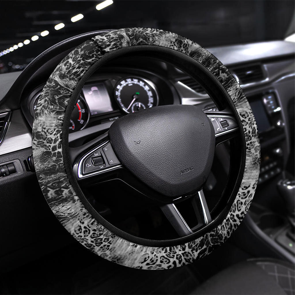 Black Cowgirl Lasso Horseshoe Steering Wheel Cover Vintage Retro Leopard Animal