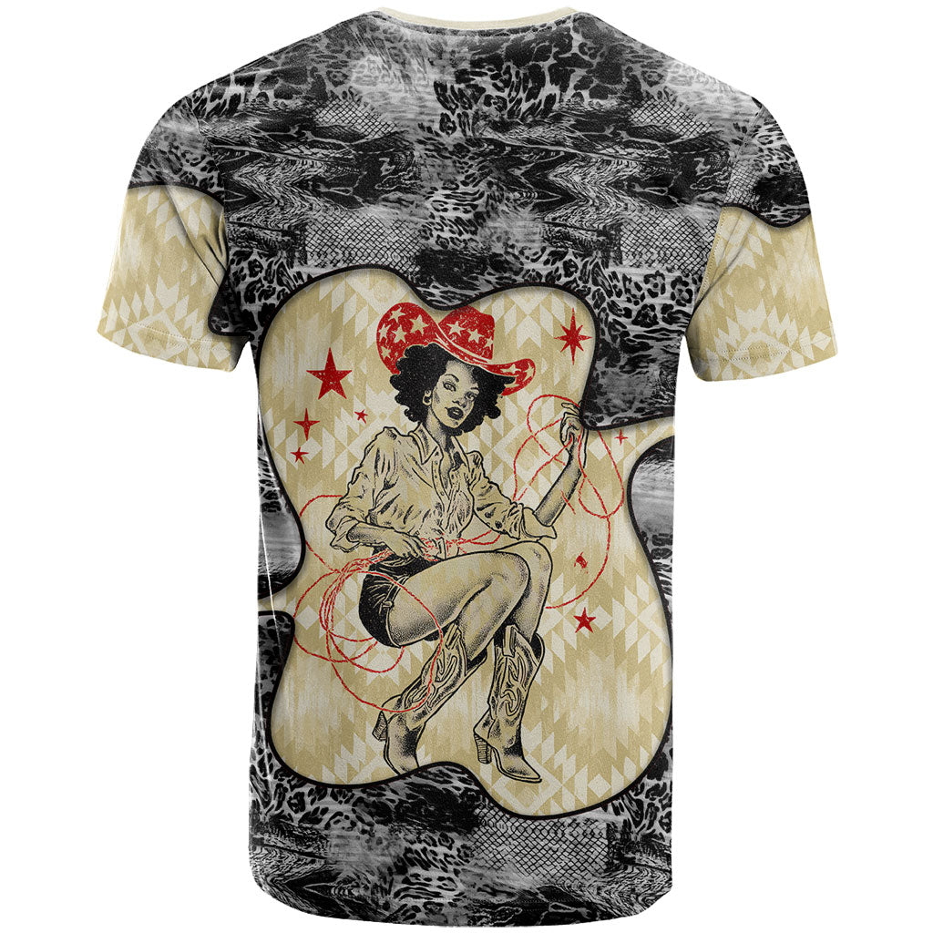 Black Cowgirl Lasso Horseshoe T shirt Vintage Retro Leopard Animal