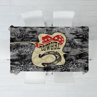 Black Cowgirl Lasso Horseshoe Tablecloth Vintage Retro Leopard Animal