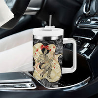 Black Cowgirl Lasso Horseshoe Tumbler With Handle Vintage Retro Leopard Animal