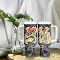 Black Cowgirl Lasso Horseshoe Tumbler With Handle Vintage Retro Leopard Animal