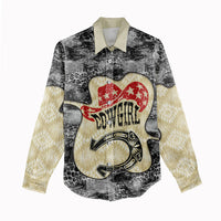 Black Cowgirl Lasso Horseshoe Women Casual Shirt Vintage Retro Leopard Animal
