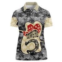 Black Cowgirl Lasso Horseshoe Women Polo Shirt Vintage Retro Leopard Animal