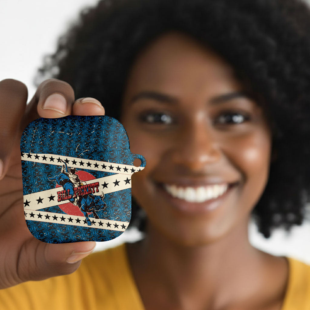 Bill Pickett Black Cowboy AirPods Case Western American Heritage - Grunge Stars And Stripes