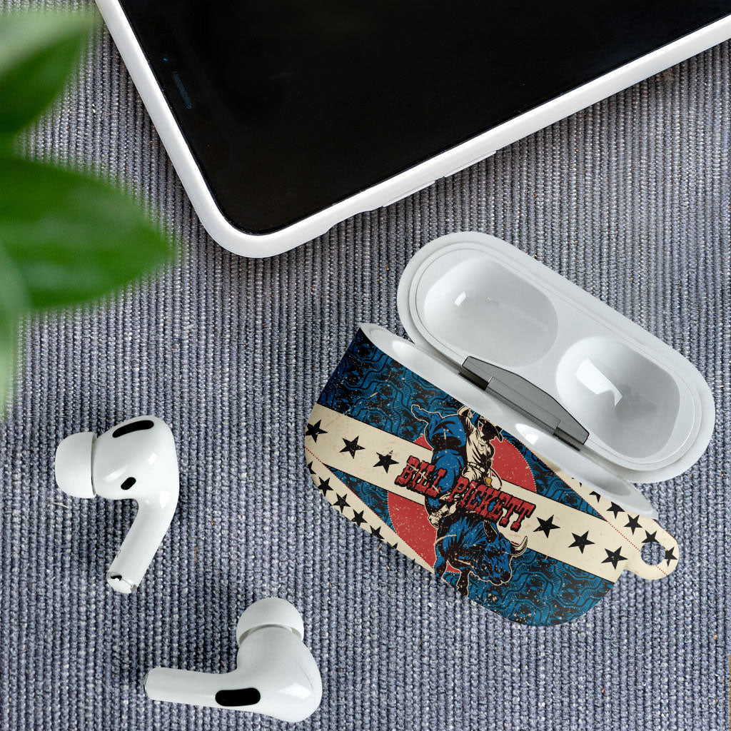 Bill Pickett Black Cowboy AirPods Case Western American Heritage - Grunge Stars And Stripes