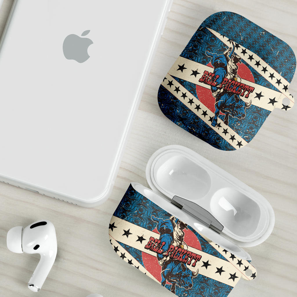 Bill Pickett Black Cowboy AirPods Case Western American Heritage - Grunge Stars And Stripes