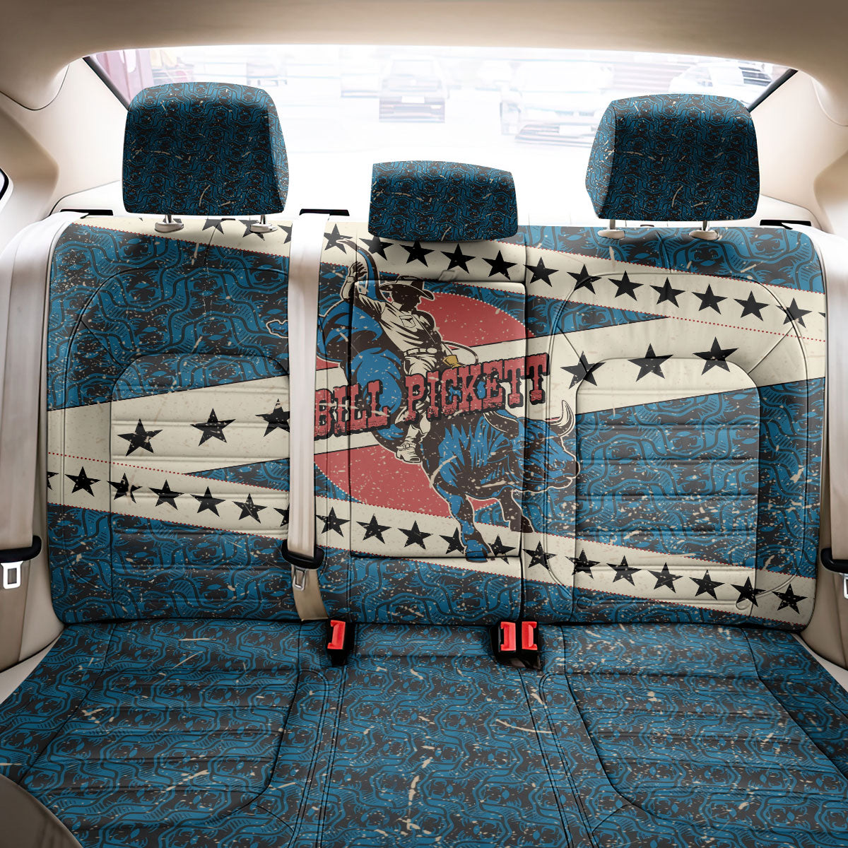 Bill Pickett Black Cowboy Back Car Seat Cover Western American Heritage - Grunge Stars And Stripes