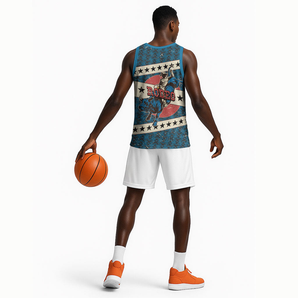 Bill Pickett Black Cowboy Basketball Jersey Western American Heritage - Grunge Stars And Stripes