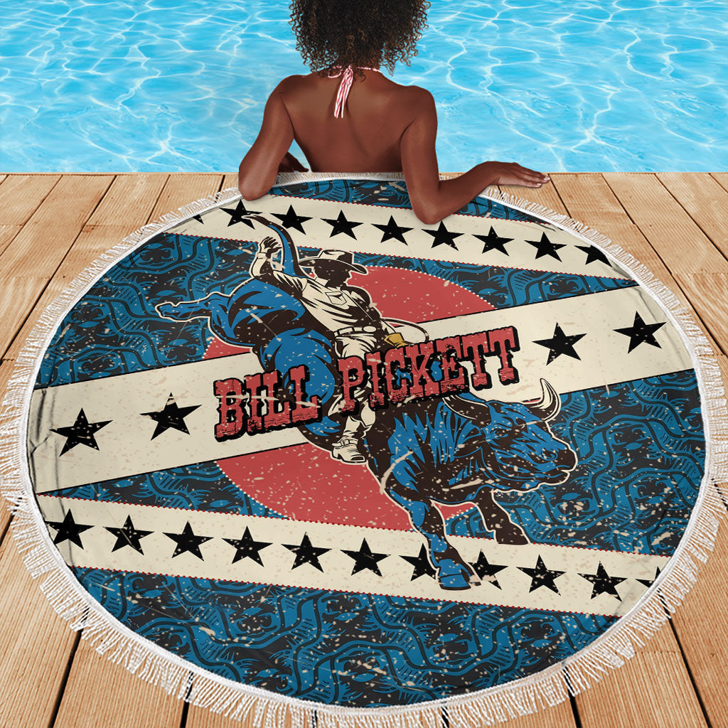 Bill Pickett Black Cowboy Beach Blanket Western American Heritage - Grunge Stars And Stripes
