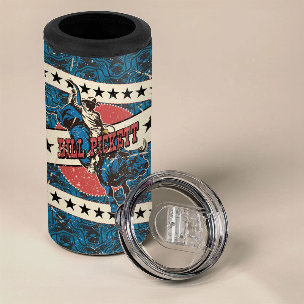 Bill Pickett Black Cowboy 4 in 1 Can Cooler Tumbler Western American Heritage - Grunge Stars And Stripes