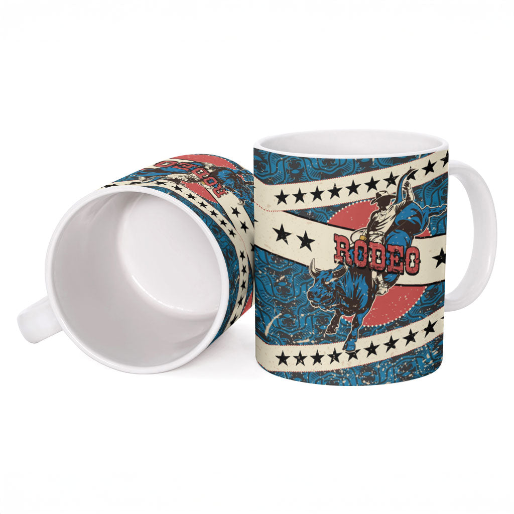 Bill Pickett Black Cowboy Ceramic Mug Western American Heritage - Grunge Stars And Stripes