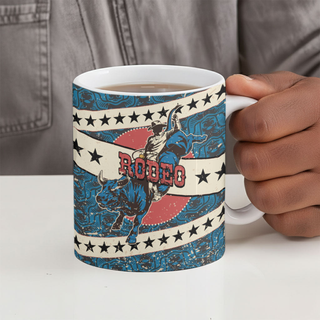 Bill Pickett Black Cowboy Ceramic Mug Western American Heritage - Grunge Stars And Stripes