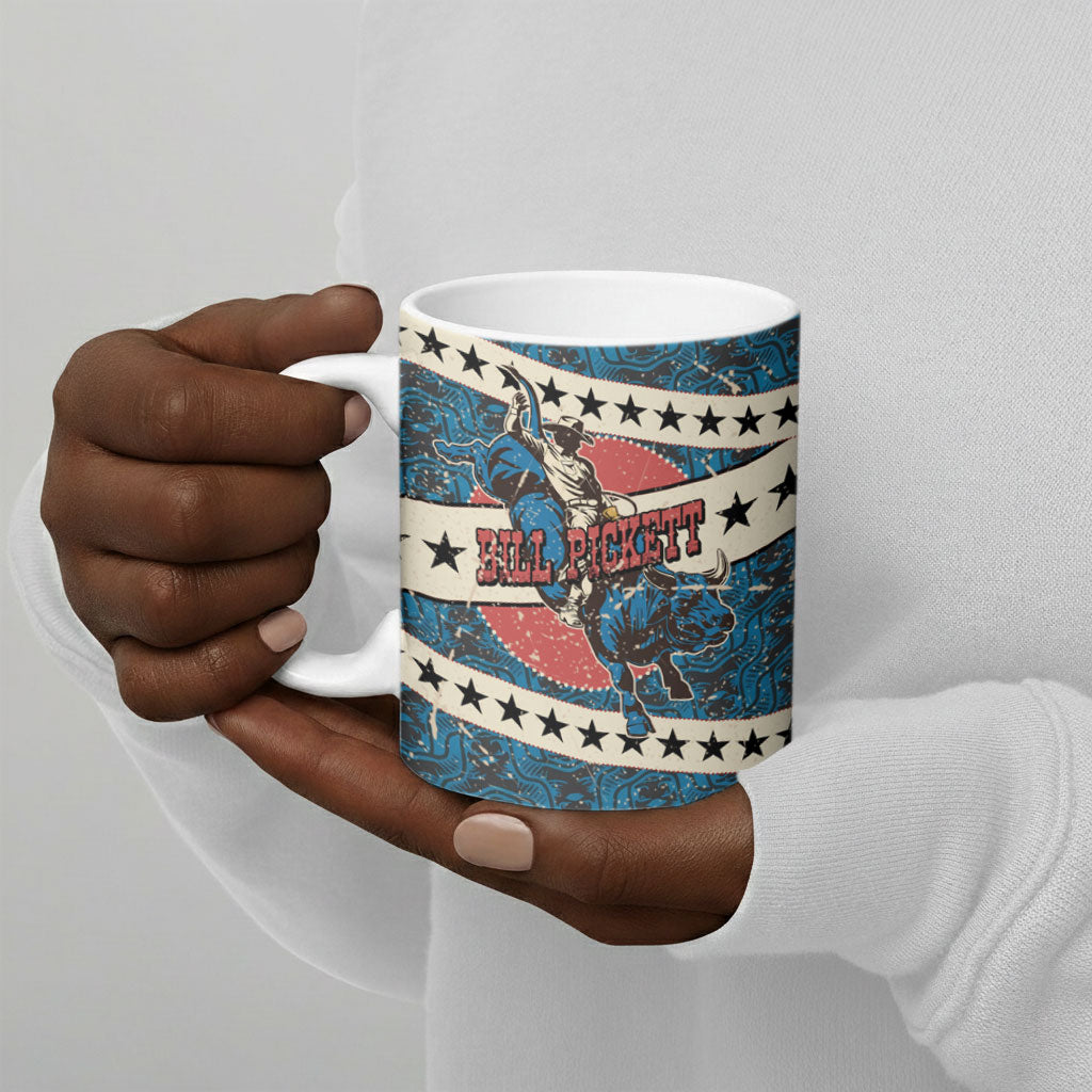 Bill Pickett Black Cowboy Ceramic Mug Western American Heritage - Grunge Stars And Stripes