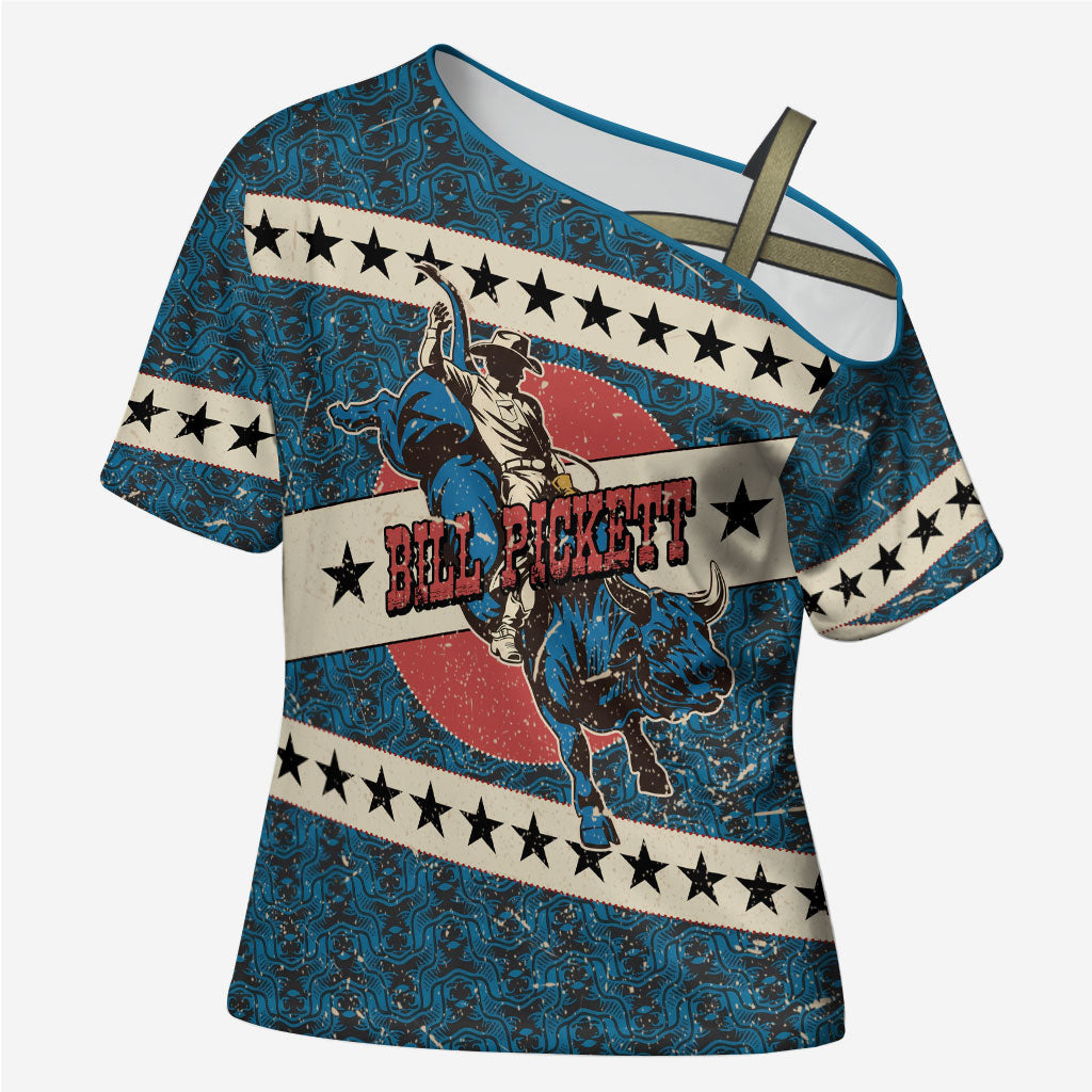 Bill Pickett Black Cowboy Cross Shoulder Shirt Western American Heritage - Grunge Stars And Stripes