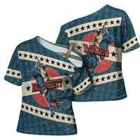 Bill Pickett Black Cowboy Cross Shoulder Shirt Western American Heritage - Grunge Stars And Stripes