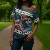Bill Pickett Black Cowboy Cross Shoulder Shirt Western American Heritage - Grunge Stars And Stripes