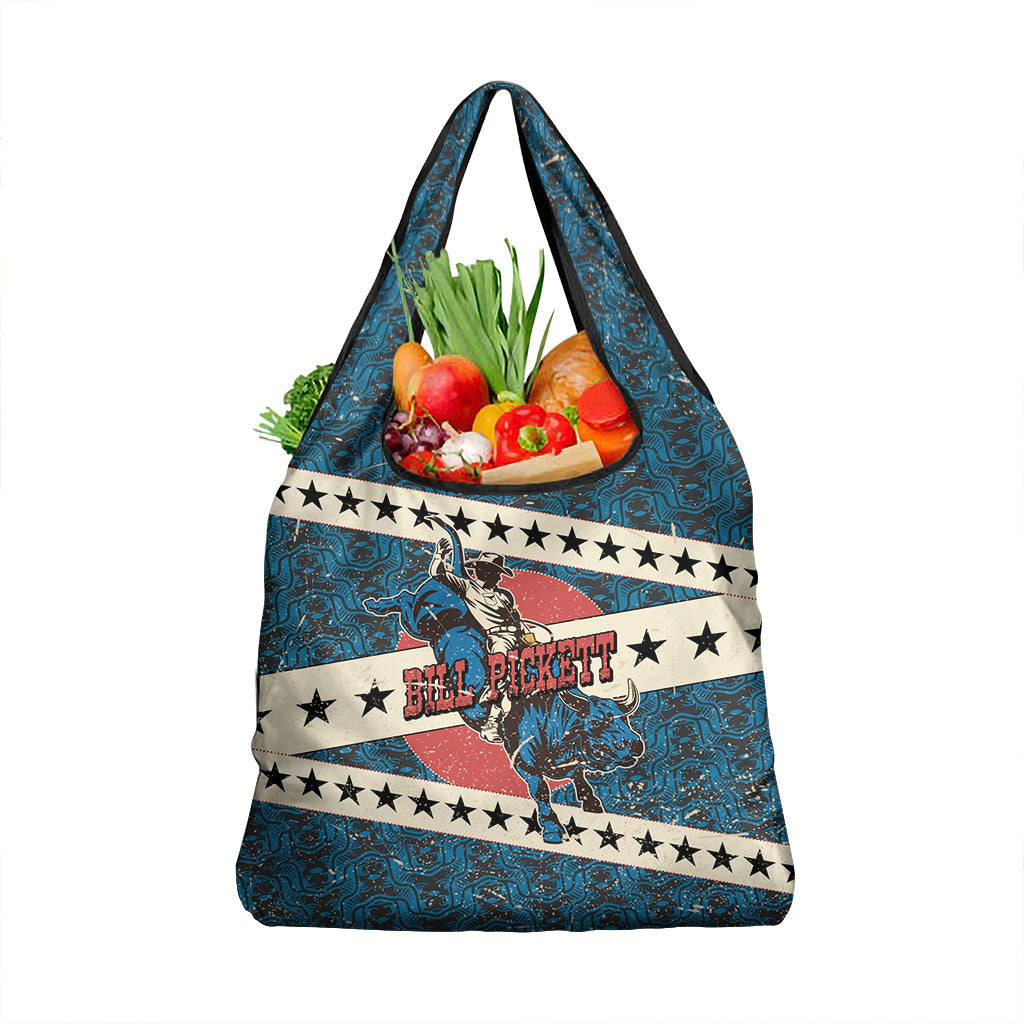 Bill Pickett Black Cowboy Grocery Bag Western American Heritage - Grunge Stars And Stripes