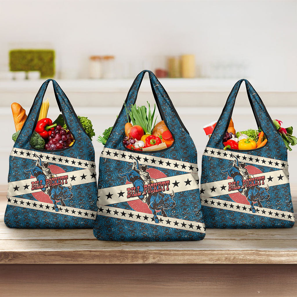 Bill Pickett Black Cowboy Grocery Bag Western American Heritage - Grunge Stars And Stripes