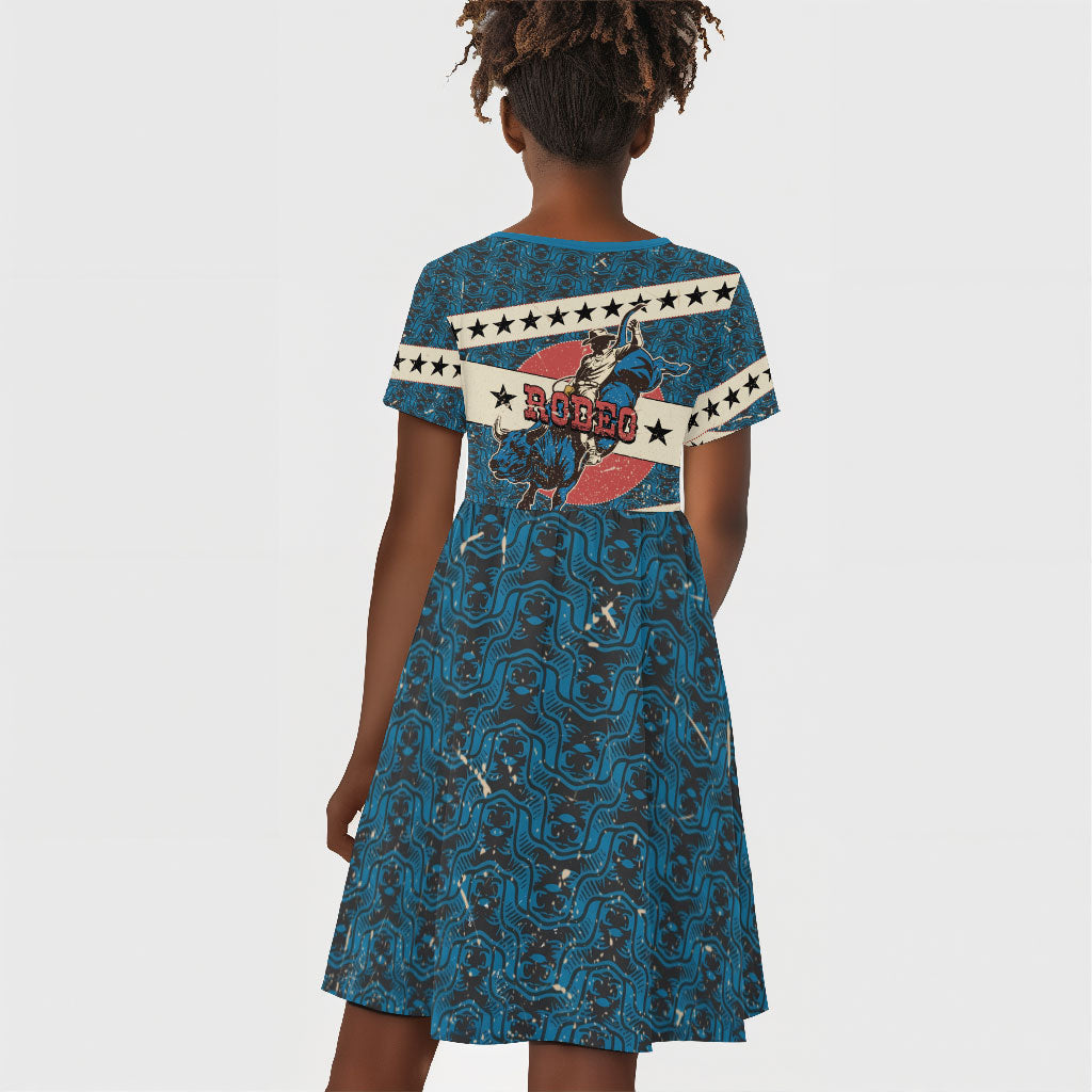 Bill Pickett Black Cowboy Kid Short Sleeve Dress Western American Heritage - Grunge Stars And Stripes