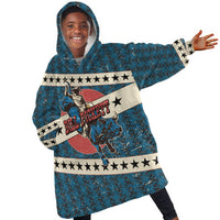 Bill Pickett Black Cowboy Kid Wearable Blanket Hoodie Western American Heritage - Grunge Stars And Stripes