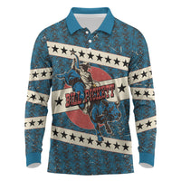 Bill Pickett Black Cowboy Long Sleeve Polo Shirt Western American Heritage - Grunge Stars And Stripes