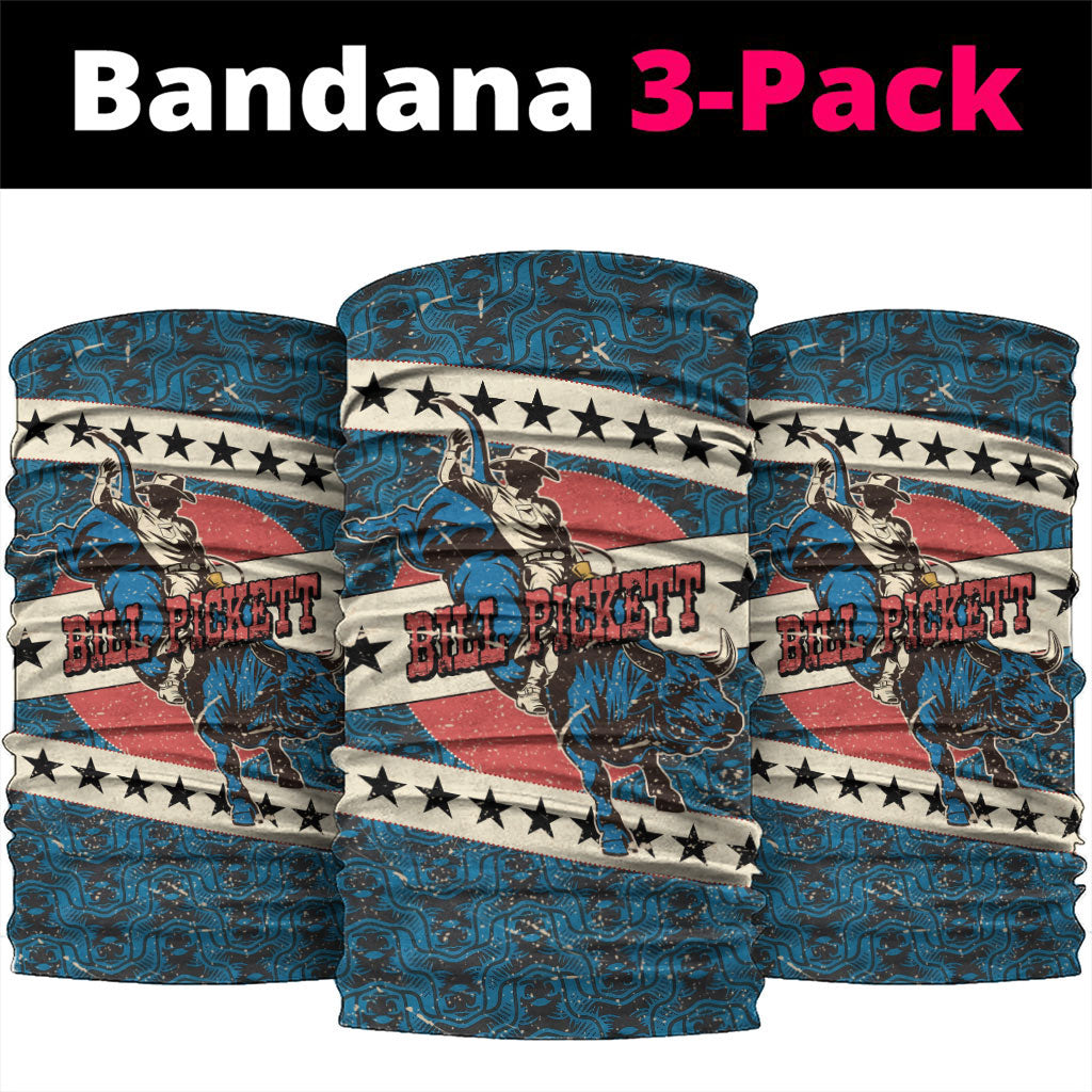 Bill Pickett Black Cowboy Neck Gaiter Western American Heritage - Grunge Stars And Stripes