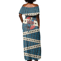 Bill Pickett Black Cowboy Off Shoulder Maxi Dress Western American Heritage - Grunge Stars And Stripes