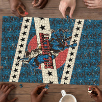 Bill Pickett Black Cowboy Puzzle Western American Heritage - Grunge Stars And Stripes