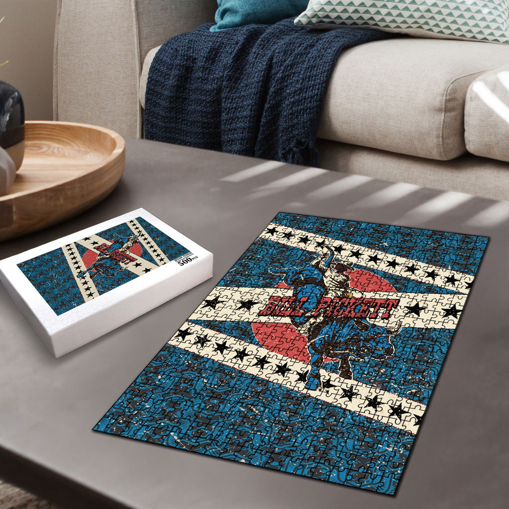 Bill Pickett Black Cowboy Puzzle Western American Heritage - Grunge Stars And Stripes