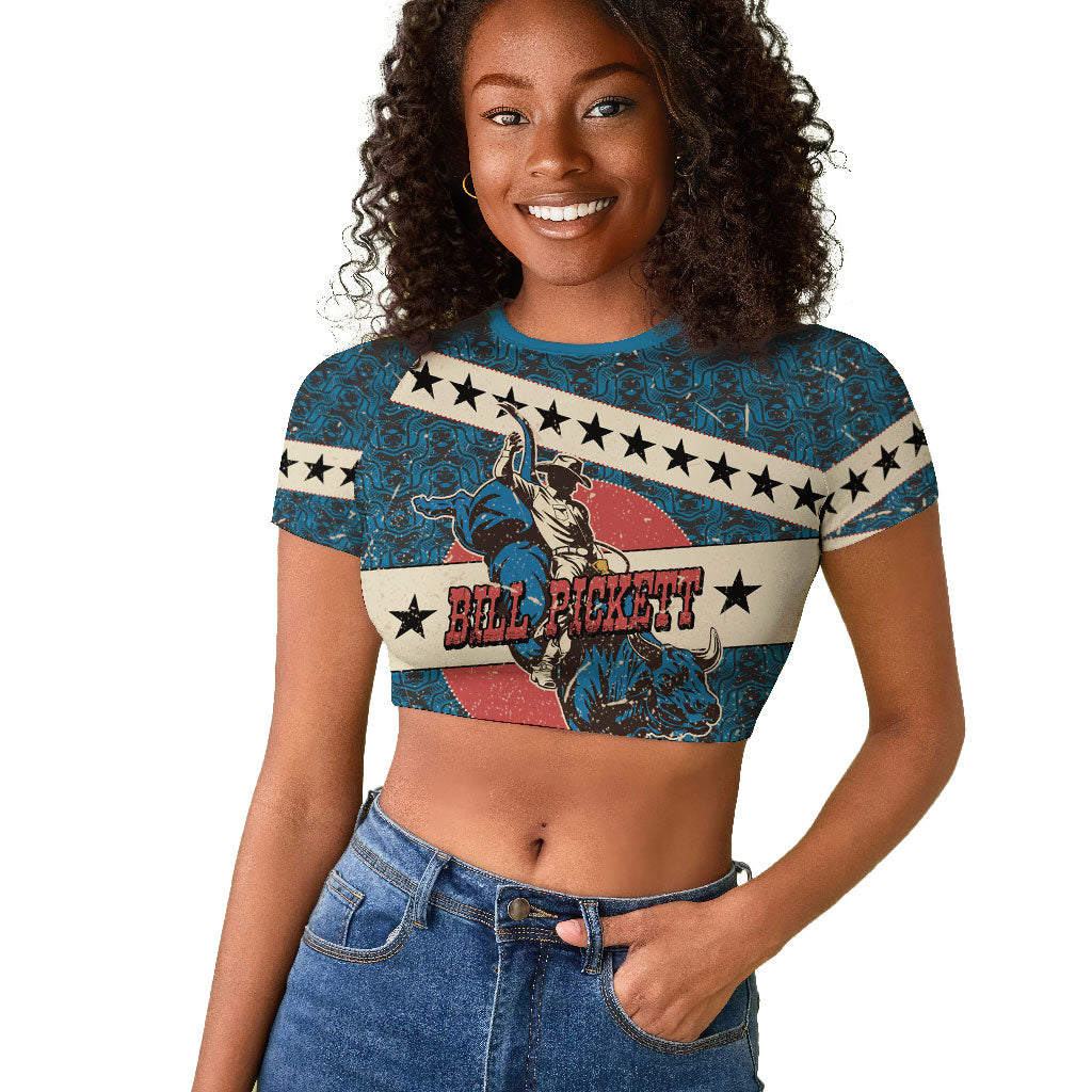 Bill Pickett Black Cowboy Raglan Cropped T shirt Western American Heritage - Grunge Stars And Stripes