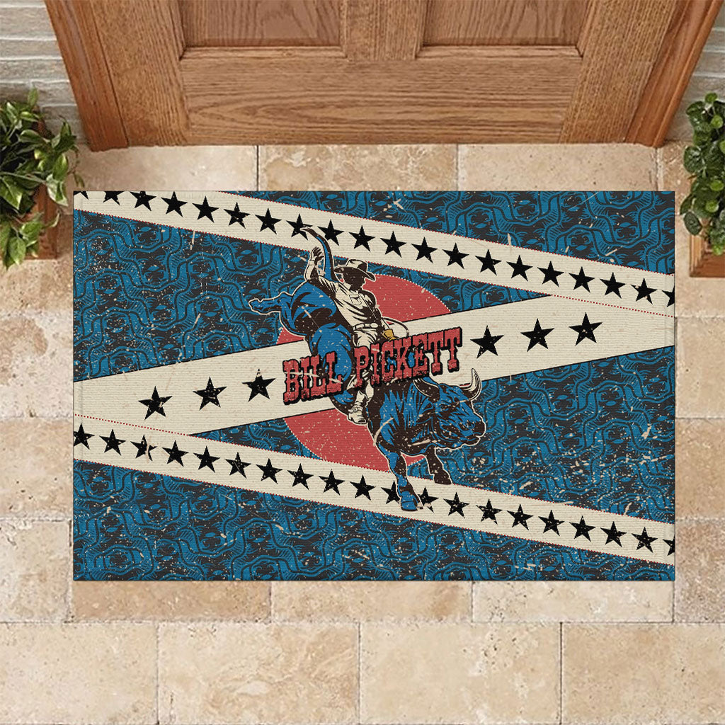 Bill Pickett Black Cowboy Rubber Doormat Western American Heritage - Grunge Stars And Stripes