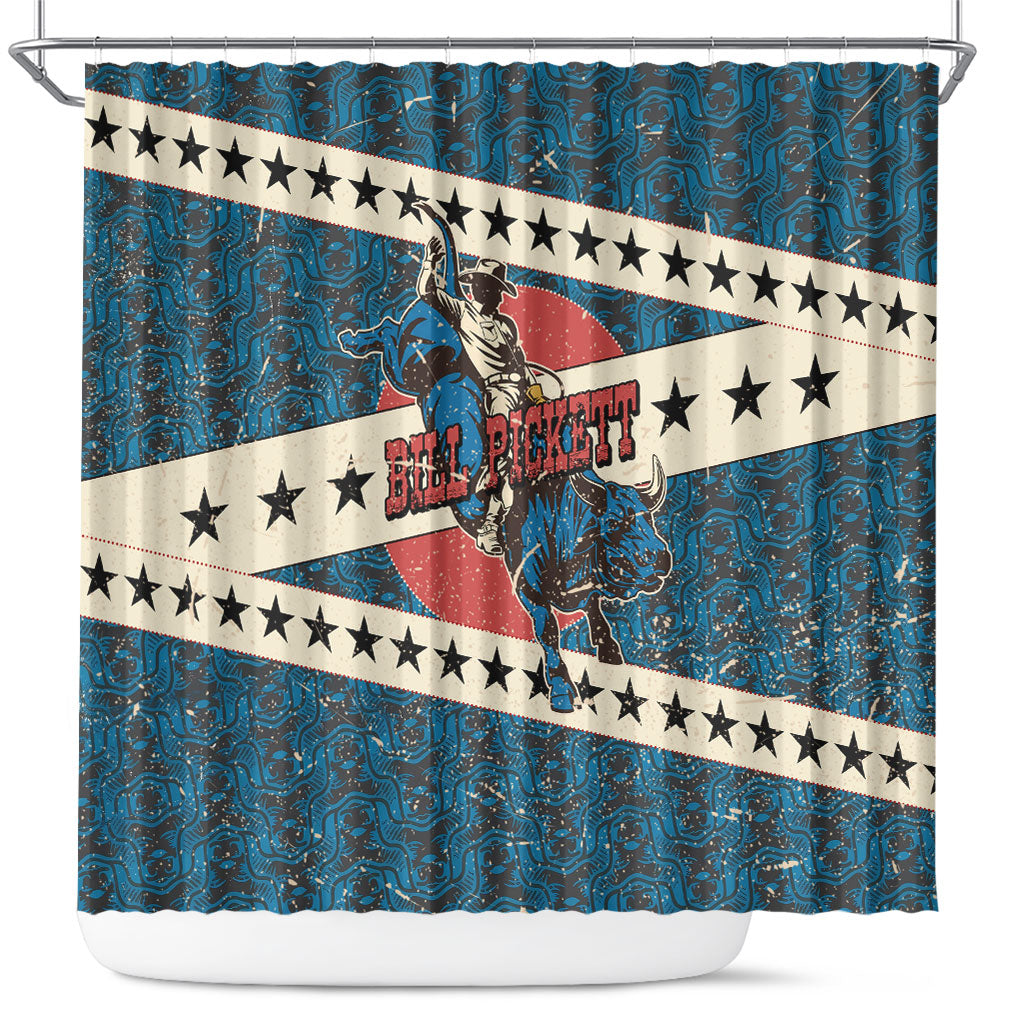 Bill Pickett Black Cowboy Shower Curtain Western American Heritage - Grunge Stars And Stripes