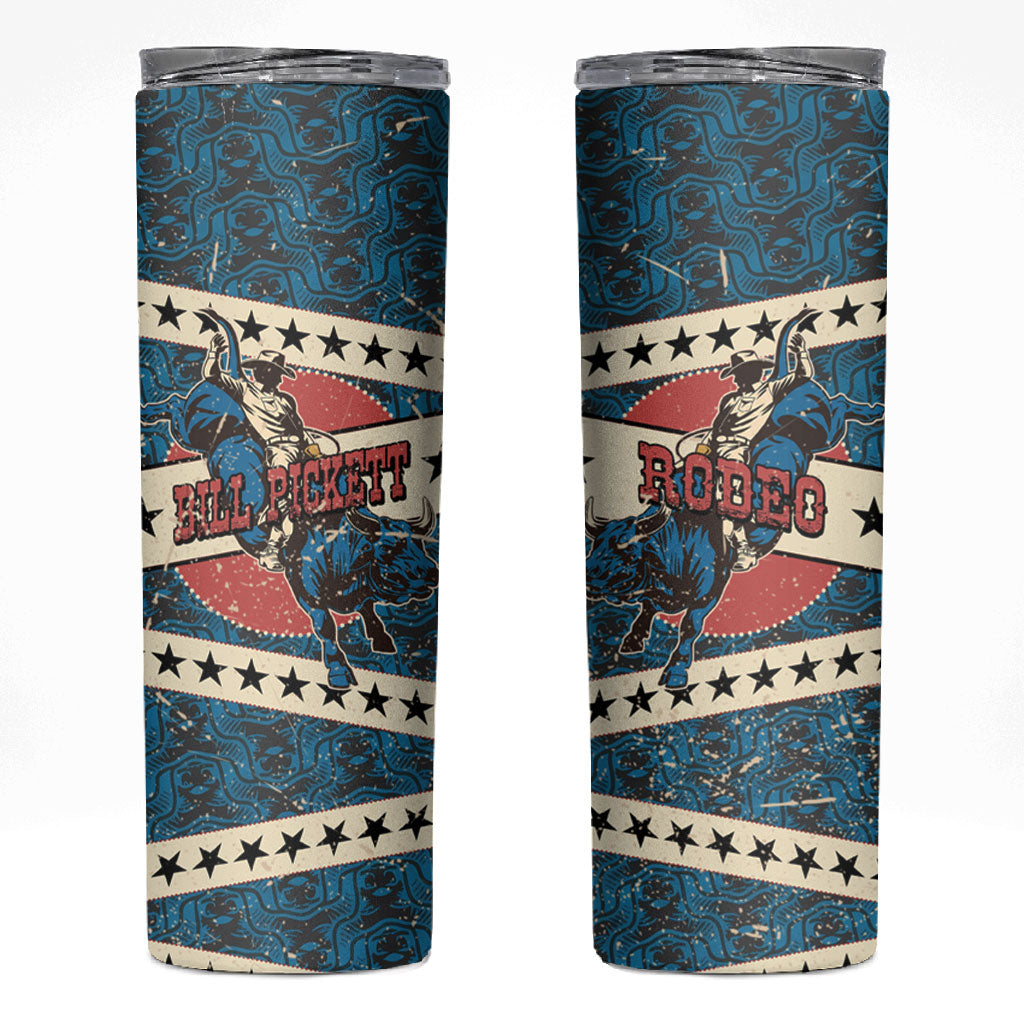 Bill Pickett Black Cowboy Skinny Tumbler Western American Heritage - Grunge Stars And Stripes