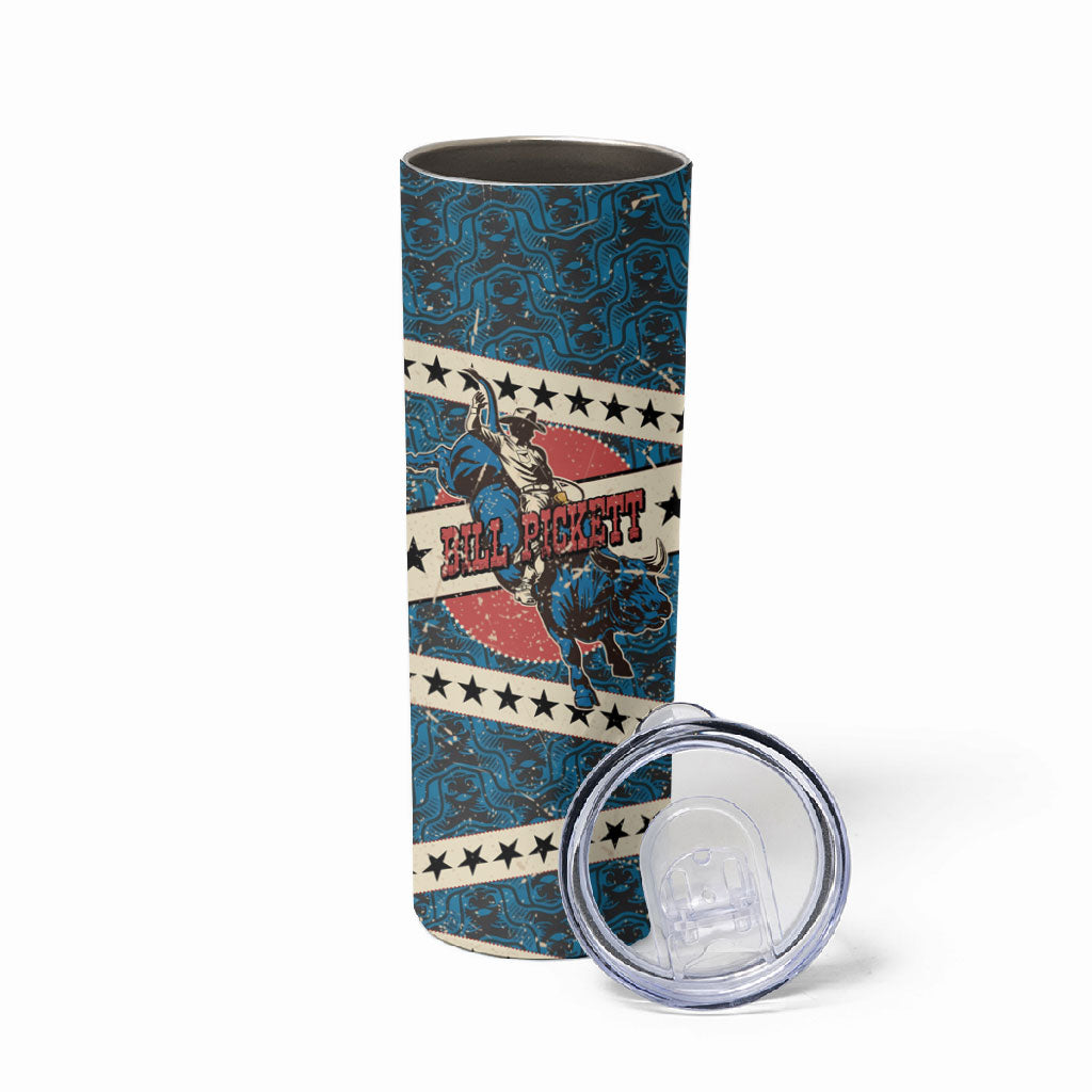 Bill Pickett Black Cowboy Skinny Tumbler Western American Heritage - Grunge Stars And Stripes