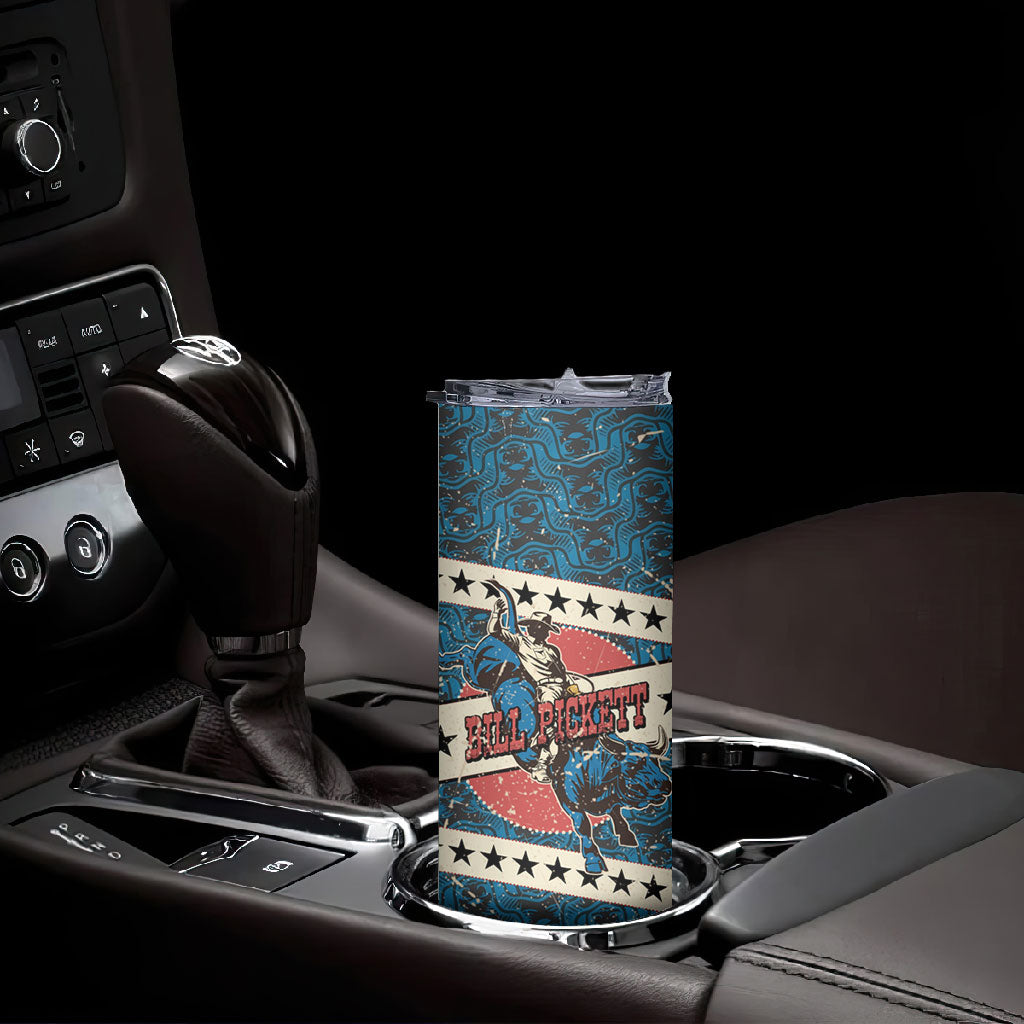 Bill Pickett Black Cowboy Skinny Tumbler Western American Heritage - Grunge Stars And Stripes