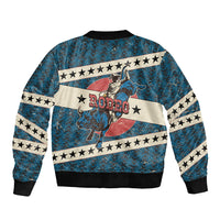 Bill Pickett Black Cowboy Sleeve Zip Bomber Jacket Western American Heritage - Grunge Stars And Stripes