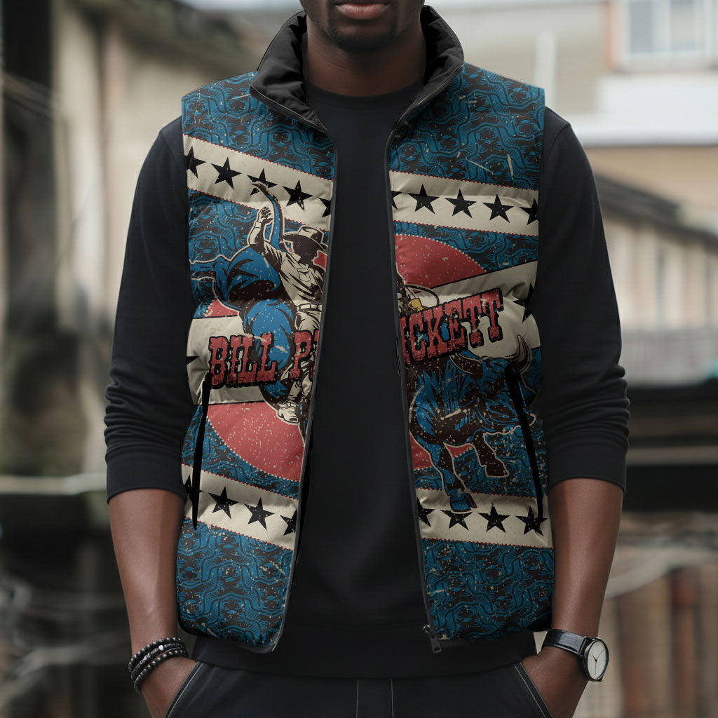 Bill Pickett Black Cowboy Sleeveless Puffer Jacket Western American Heritage - Grunge Stars And Stripes