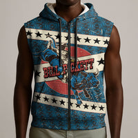 Bill Pickett Black Cowboy Sleeveless Zip Hoodie Western American Heritage - Grunge Stars And Stripes