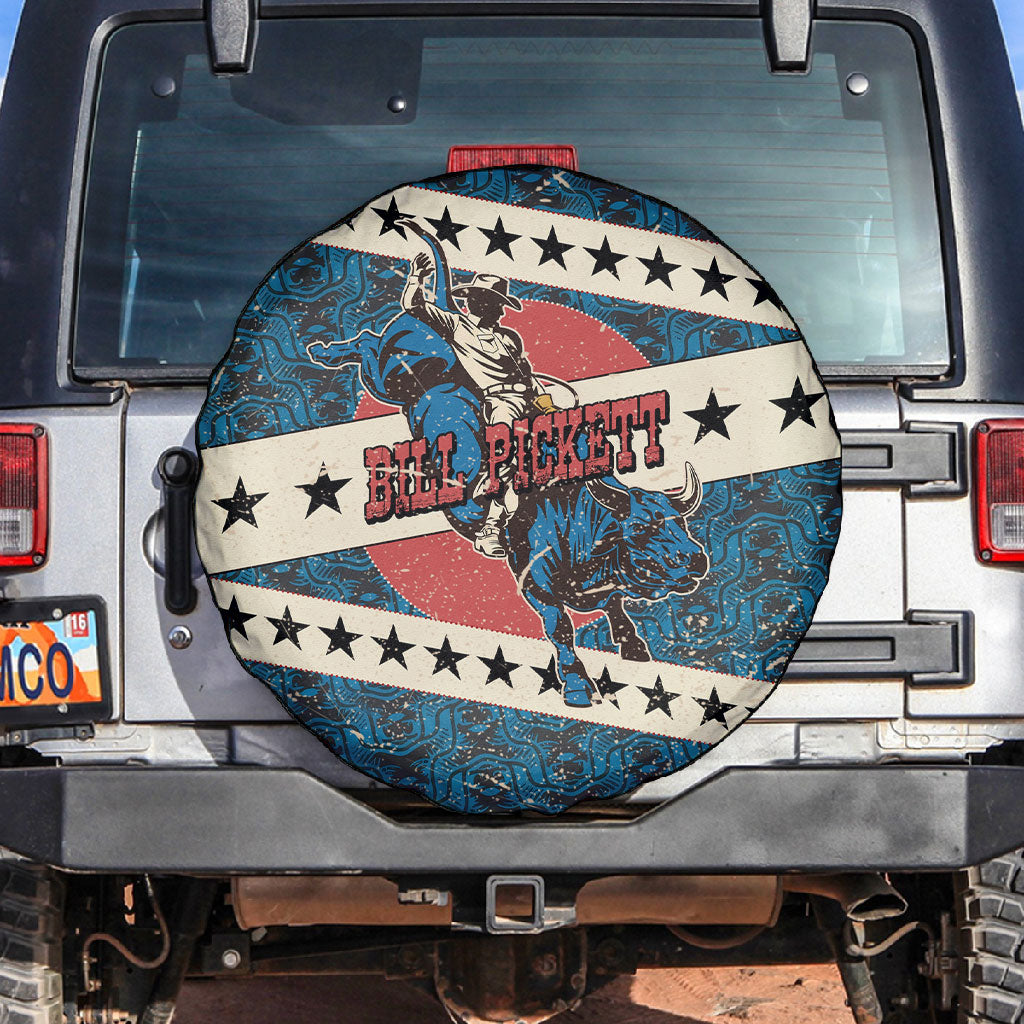 Bill Pickett Black Cowboy Spare Tire Cover Western American Heritage - Grunge Stars And Stripes