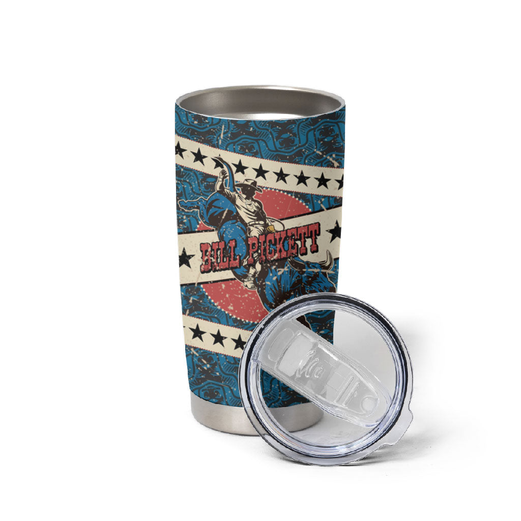 Bill Pickett Black Cowboy Tumbler Cup Western American Heritage - Grunge Stars And Stripes