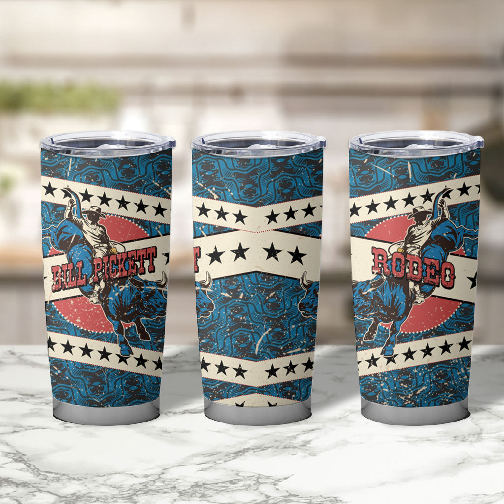 Bill Pickett Black Cowboy Tumbler Cup Western American Heritage - Grunge Stars And Stripes