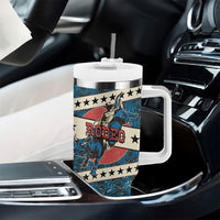 Bill Pickett Black Cowboy Tumbler With Handle Western American Heritage - Grunge Stars And Stripes