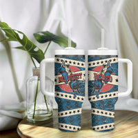 Bill Pickett Black Cowboy Tumbler With Handle Western American Heritage - Grunge Stars And Stripes