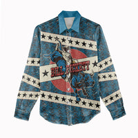 Bill Pickett Black Cowboy Women Casual Shirt Western American Heritage - Grunge Stars And Stripes