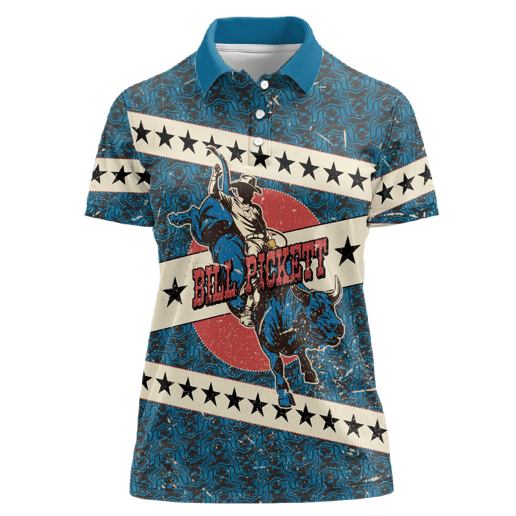 Bill Pickett Black Cowboy Women Polo Shirt Western American Heritage - Grunge Stars And Stripes