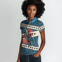 Bill Pickett Black Cowboy Women Polo Shirt Western American Heritage - Grunge Stars And Stripes