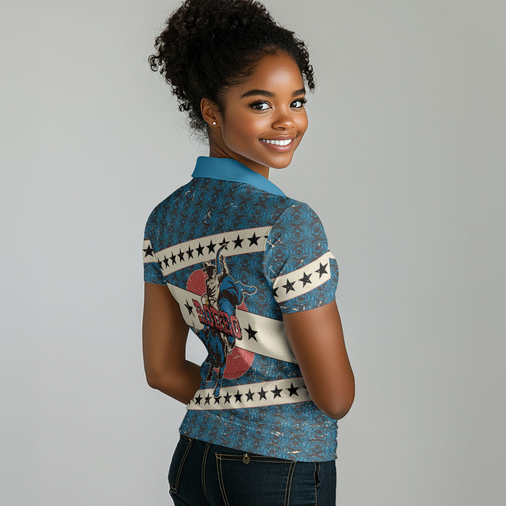 Bill Pickett Black Cowboy Women Polo Shirt Western American Heritage - Grunge Stars And Stripes