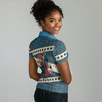 Bill Pickett Black Cowboy Women Polo Shirt Western American Heritage - Grunge Stars And Stripes