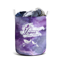 Lupus Awareness Month Laundry Basket Purple Ribbon Watercolor Galaxy Butterfly Floral Support Art