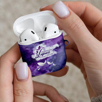 Lupus Awareness Month AirPods Case Purple Ribbon Watercolor Galaxy Butterfly Floral Support Art